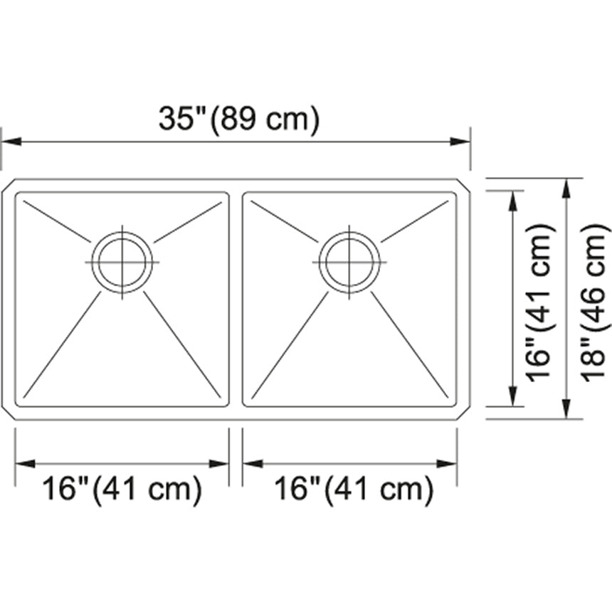 KINDRED - Fregadero Undermount, dos tinas simétricas, 89x41x23 image 1