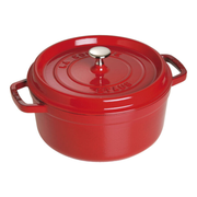 STAUB - Cocotte 24 cm, redondo, Cereza, Hierro fundido