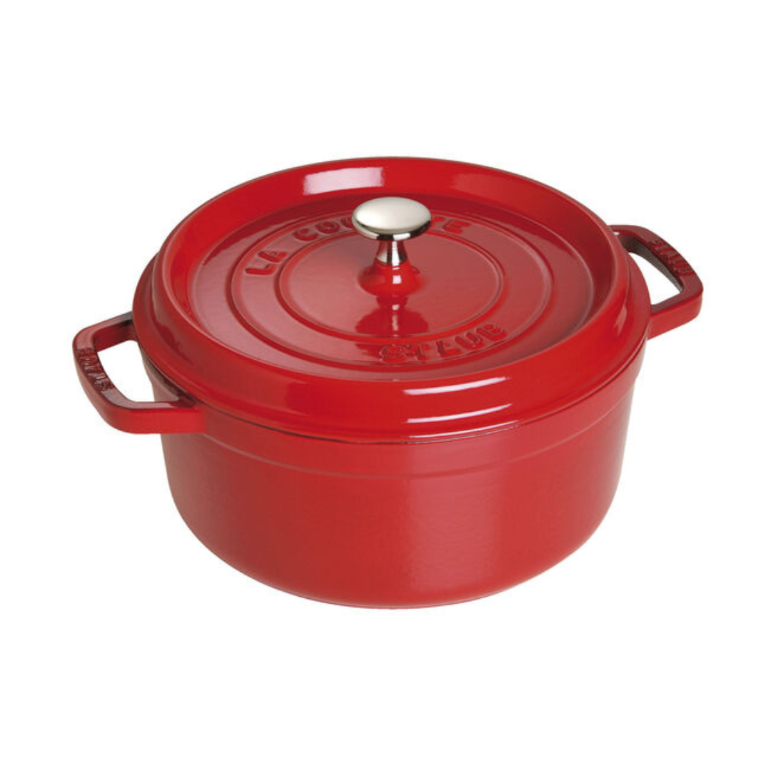STAUB - Cocotte 26 cm, redondo, Cereza, Hierro fundido