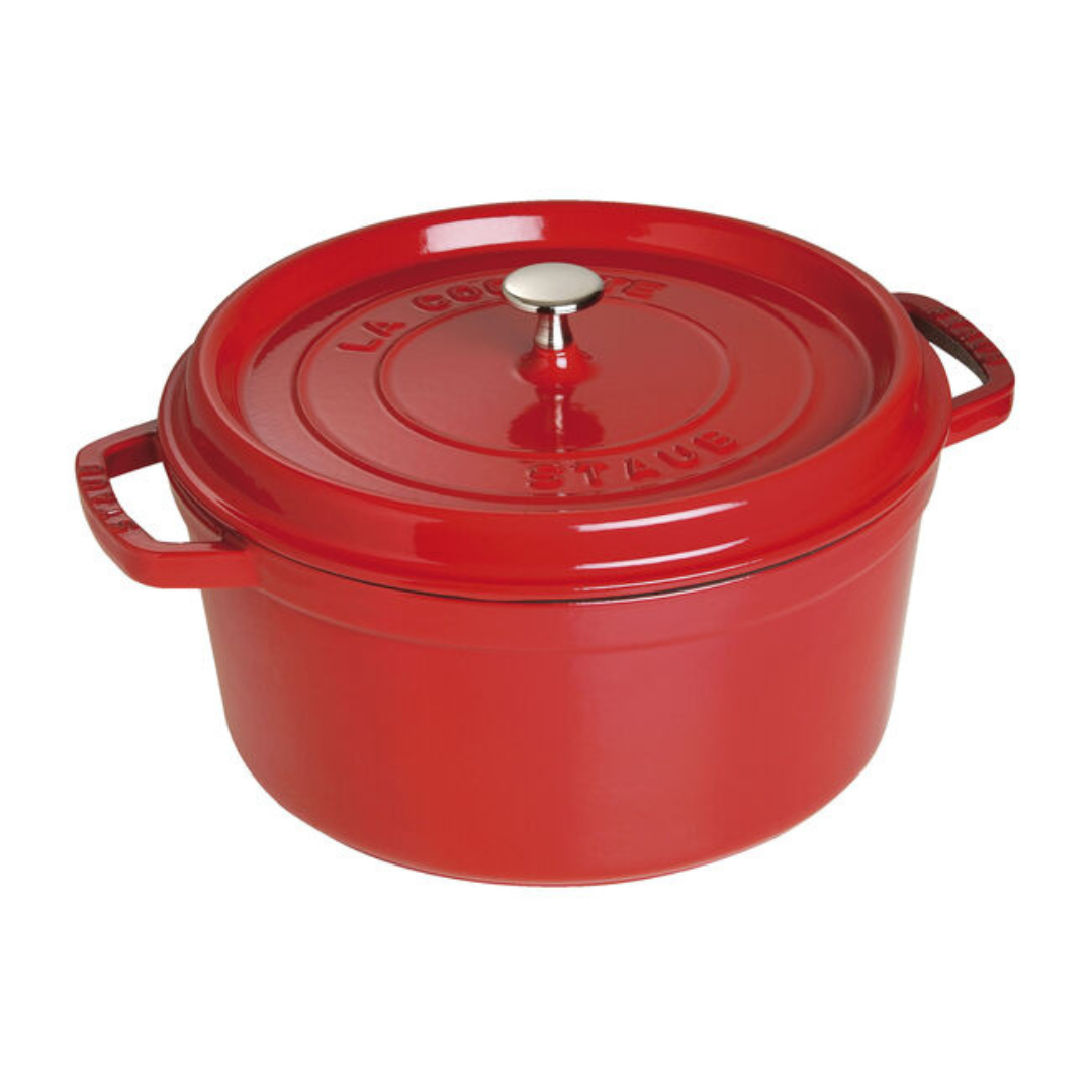 STAUB - Cocotte 28 cm, redondo, Cereza, Hierro fundido