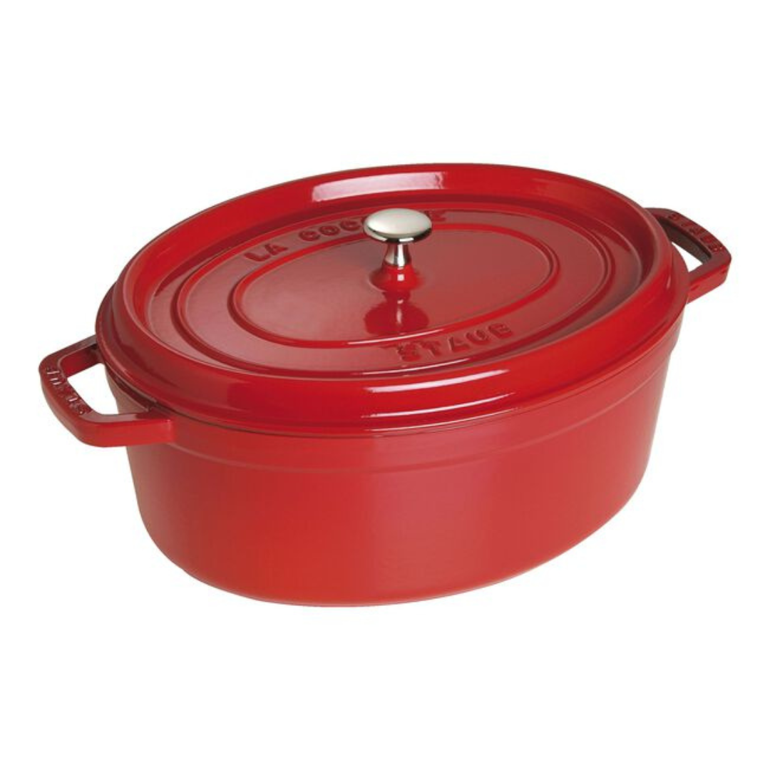 STAUB - Cast iron oval Cocotte, cherry