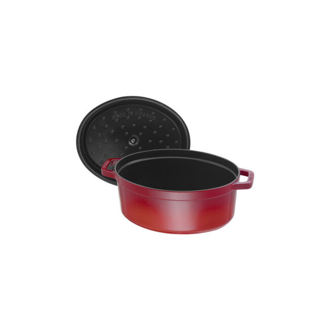 STAUB - Cast iron oval Cocotte, cherry