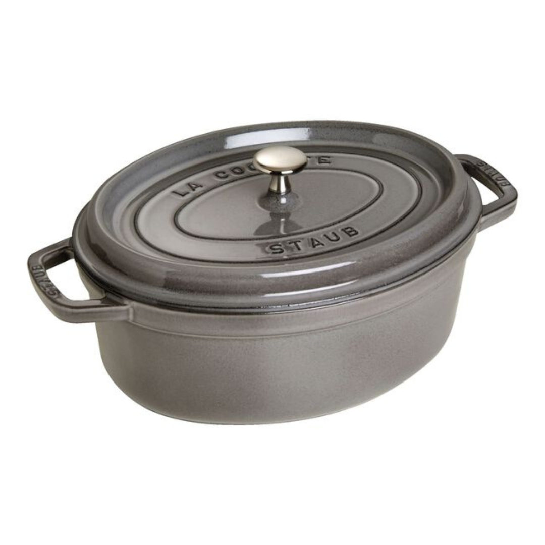 STAUB - Cocotte 27 cm, ovalado, Gris grafito, Hierro fundido