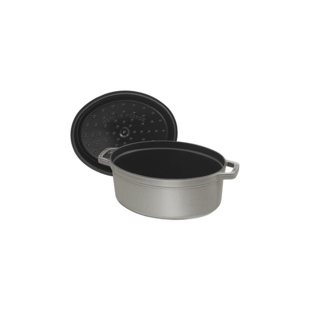 STAUB - Cocotte 27 cm, ovalado, Gris grafito, Hierro fundido