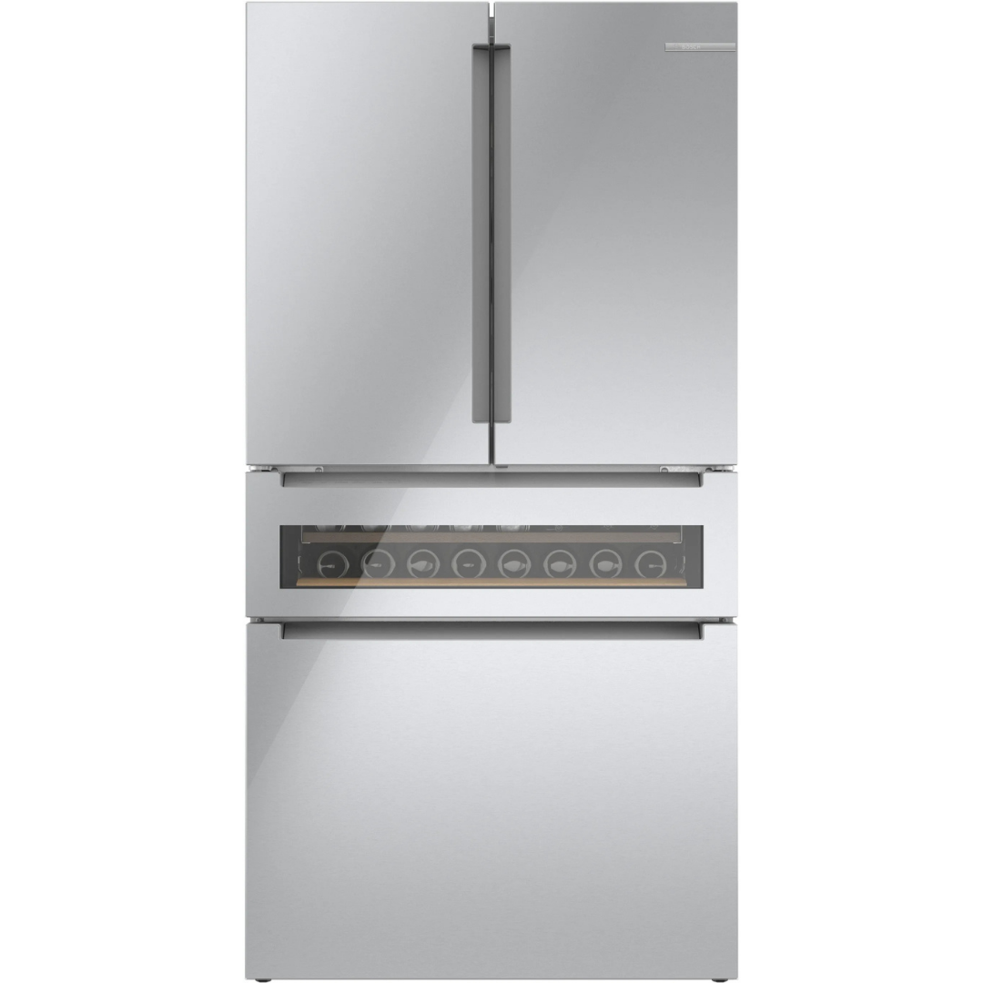 BOSCH -  800 Series French Door Bottom Mount Refrigerator, Glass door 36'' Stainless Steel