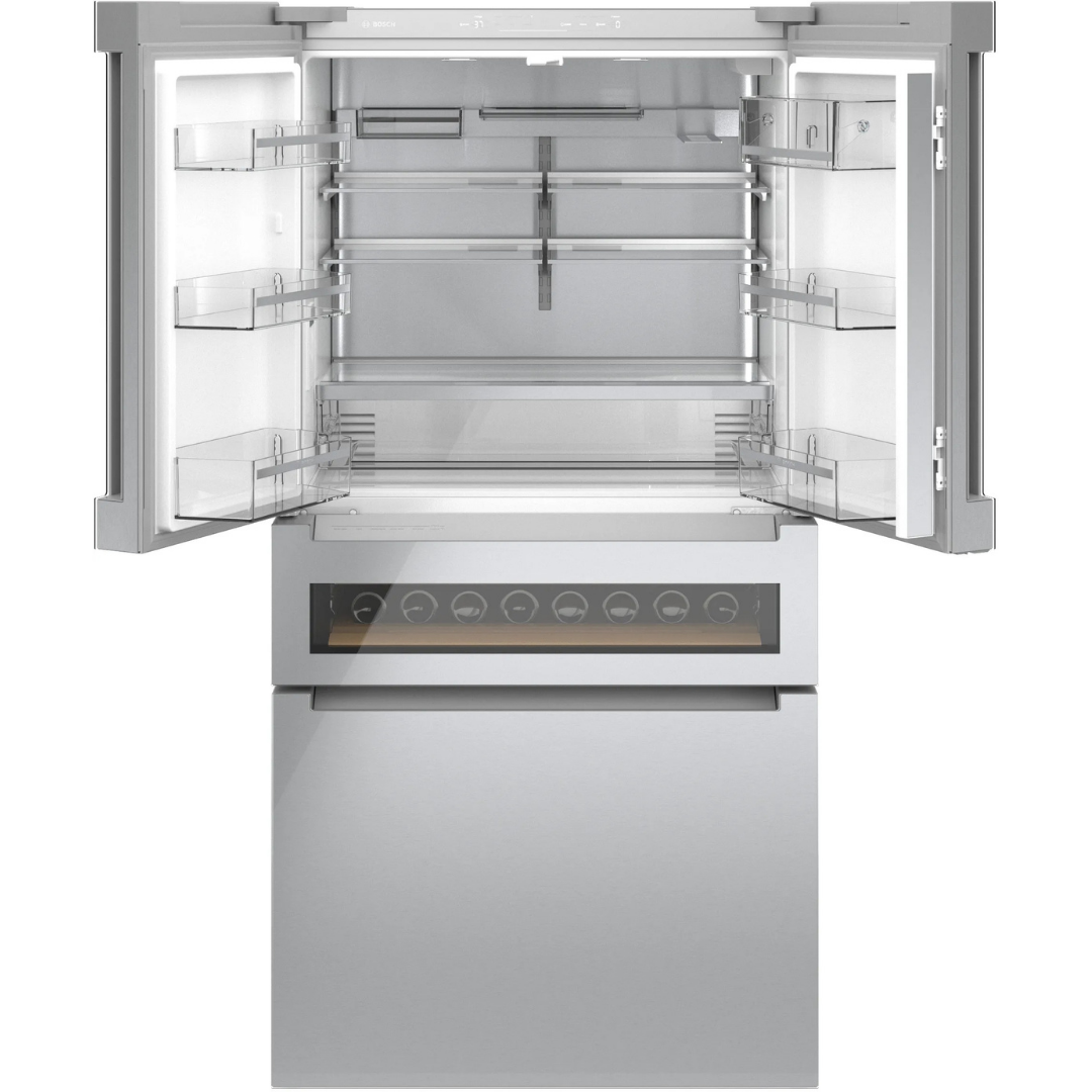 BOSCH -  800 Series French Door Bottom Mount Refrigerator, Glass door 36'' Stainless Steel