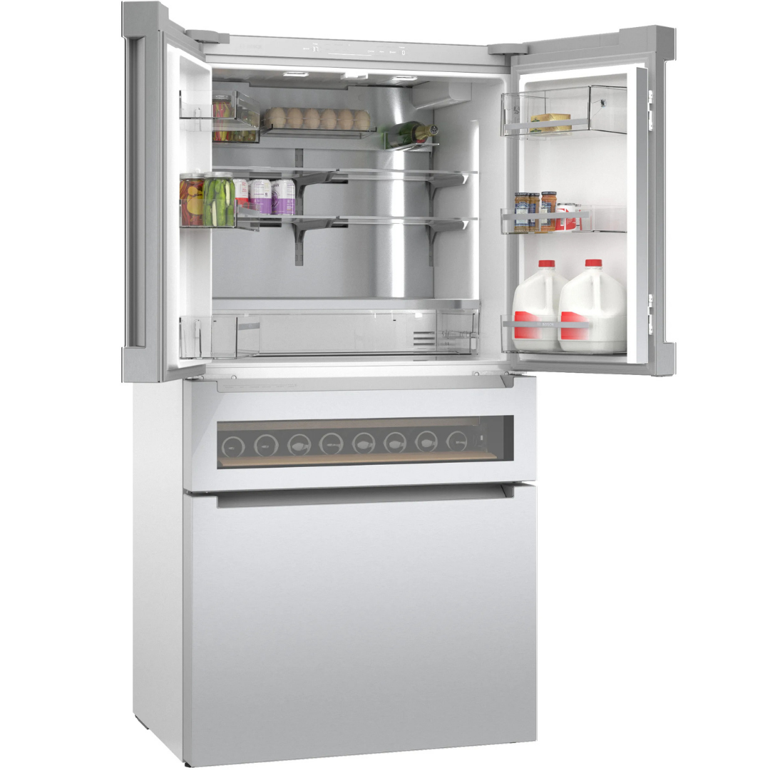 BOSCH -  800 Series French Door Bottom Mount Refrigerator, Glass door 36'' Stainless Steel