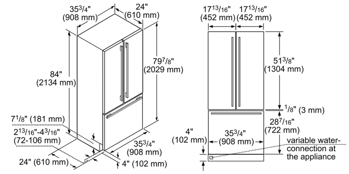 BOSCH - Refrigerador Empotrado con Congelador Inferior 36" image 4