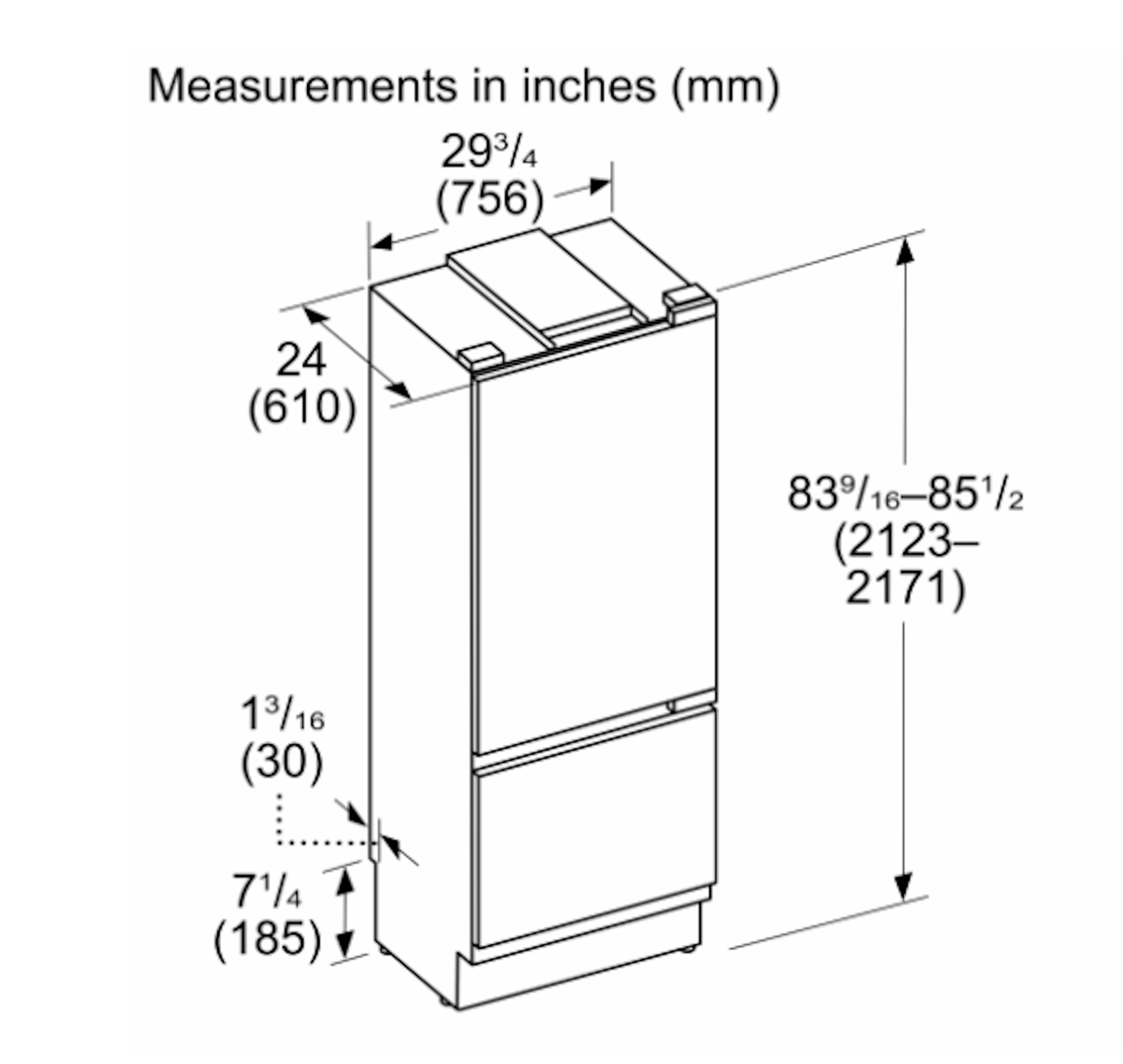 Thermador-30" Built-In Bottom Freezer, 2-Drawer, Panel-Ready, Custom Handle (Replaced T30Ib905Sp)