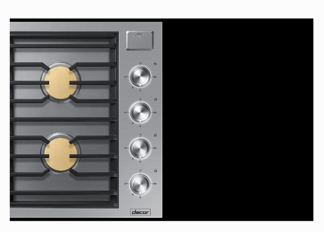 Dacor-30" Gas Cooktop 4 Burners, Flush, Contemporary, Silver, Ng/Lp