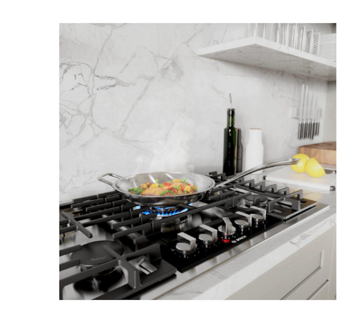 Bosch-30" Gas Cooktop, Benchmark, Stainless Steel, Flameselect®