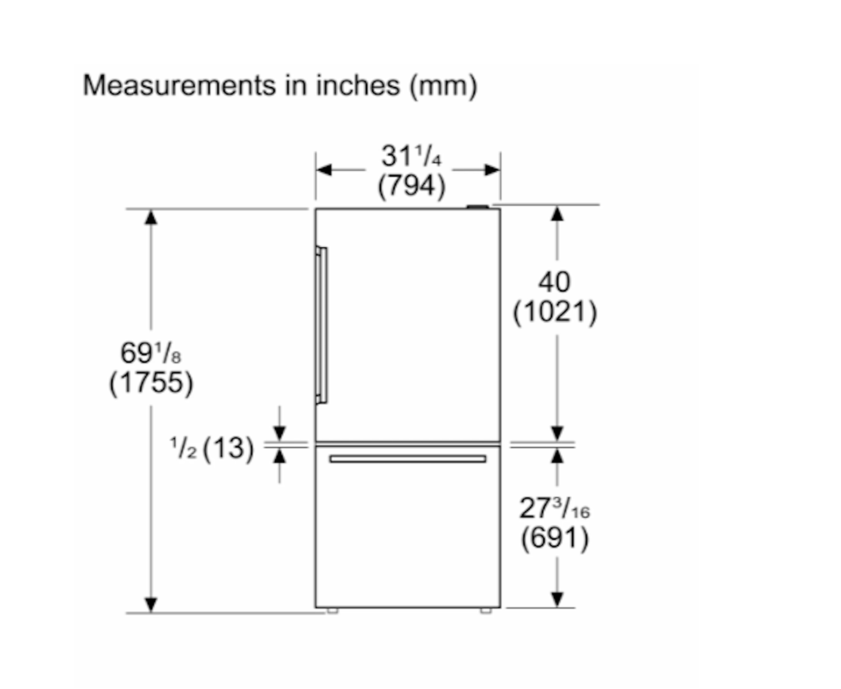 Bosch-33" 100 Series 2-Door Bottom Mount Refr, Counter-Depth, Ss, Bar Handle (Launching Sept '25)