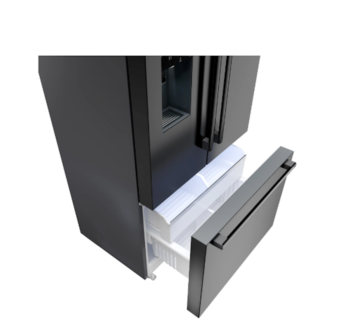 Bosch-36" 500 Series, 3-Door, Counter Depth, External Ice/Water, Blk Ss, 70"