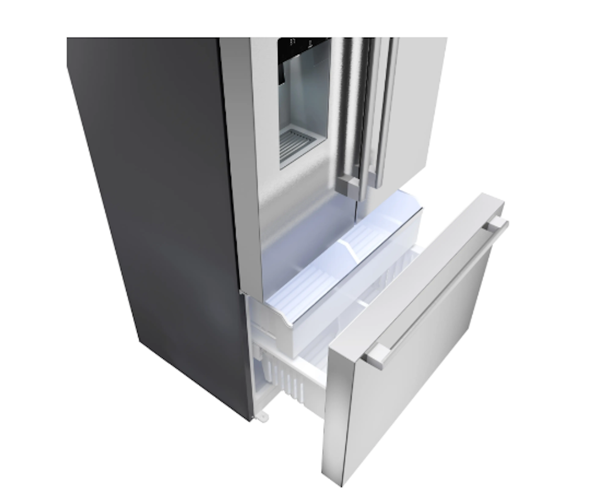 Bosch-36" 500 Series, 3-Door, Counter Depth, External Ice/Water, Stainless Steel, 70"