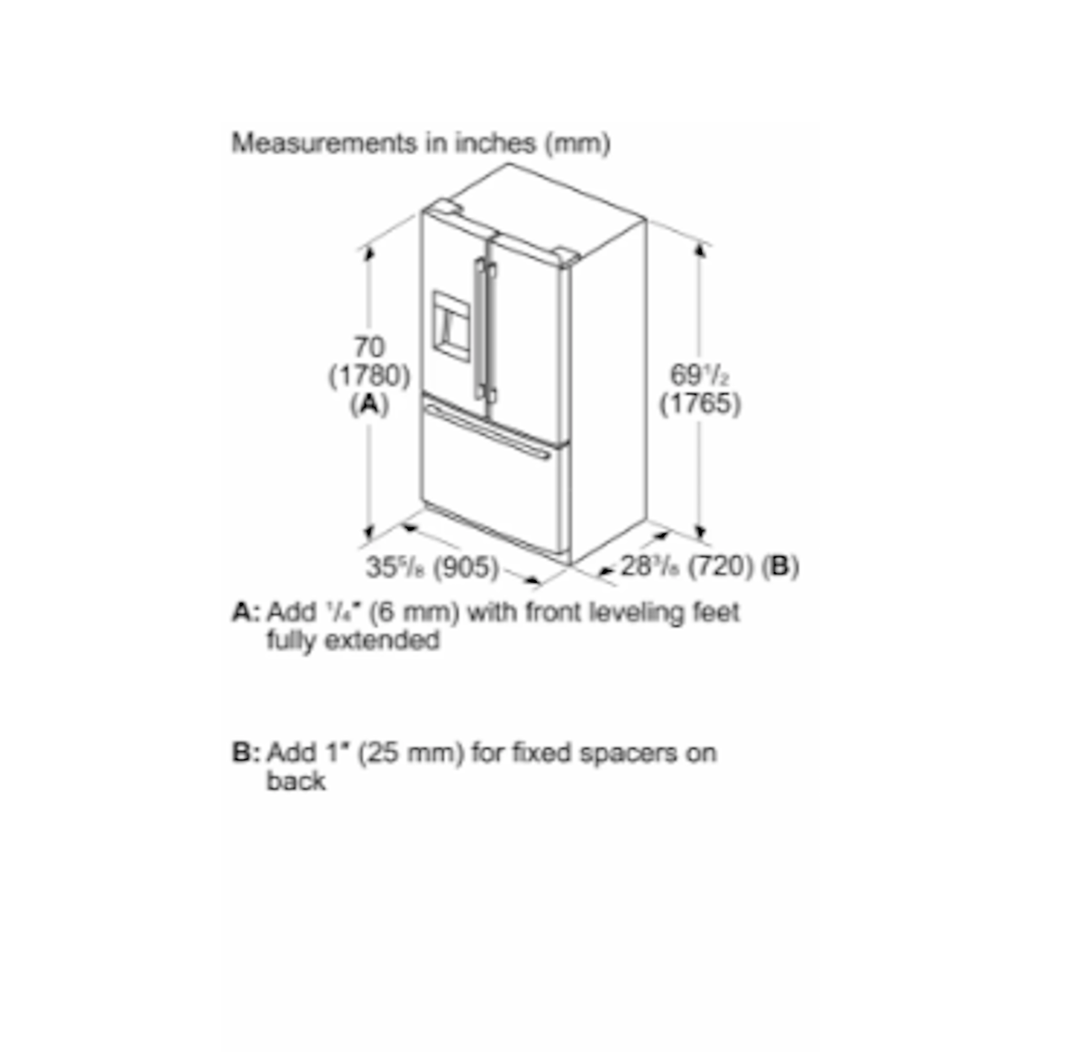 Bosch-36" 500 Series, 3-Door, Standard Depth, External Ice/Water, Stainless Steel, 70"