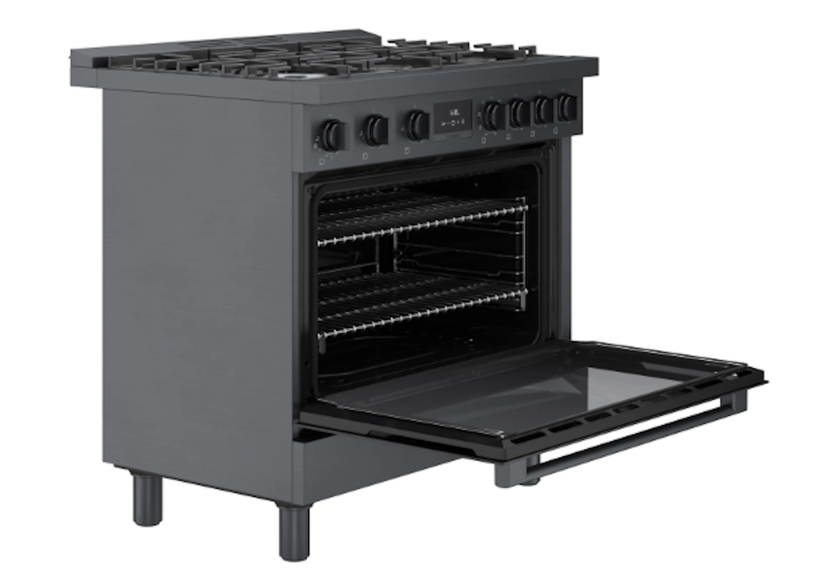 Bosch-36" 800 Series Industrial Style Range, Blk. Ss, Dual-Fuel, Us