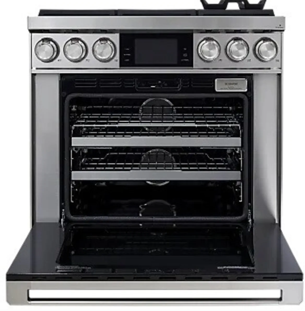 Dacor-36" Dual Fuel Pro-Range 6 Burners, Contemporary, Silver, Ng/Lp