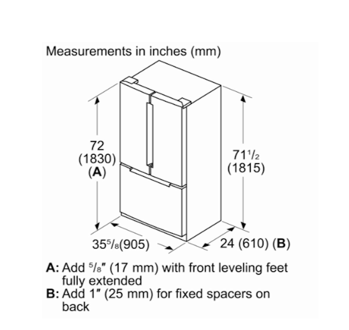 Bosch-36" Fdbm, Integrated Handle, 3 Door