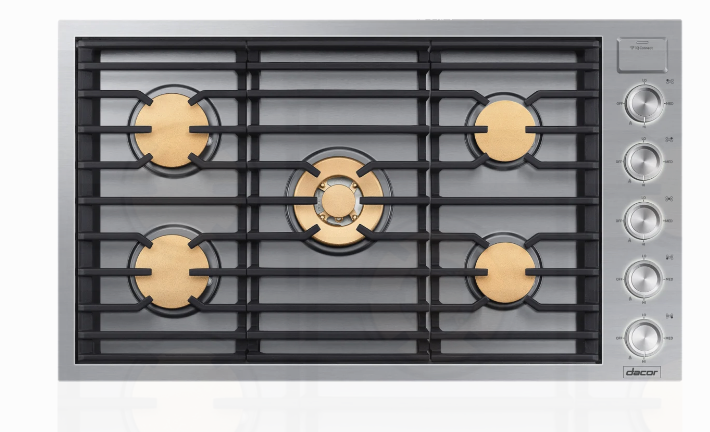 Dacor-36" Gas Cooktop 5 Burners, Flush, Contemporary, Silver, Ng/Lp