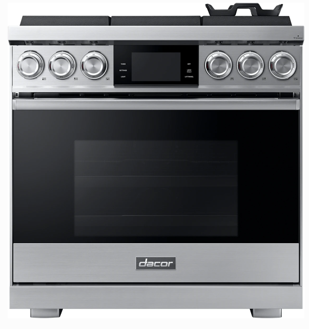 Dacor-36" Gas Pro-Range 6 Burners, Contemporary, Silver, Ng/Lp