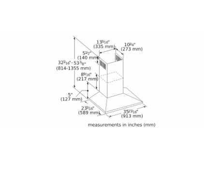 Thermador-36" Masterpiece® Pyramid Chimney Wall Hood, 600 Cfm