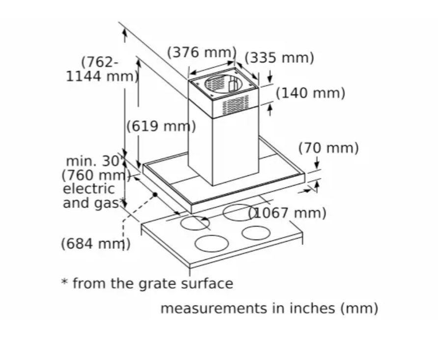 Thermador-42" Masterpiece® Box Island Hood, 600 Cfm