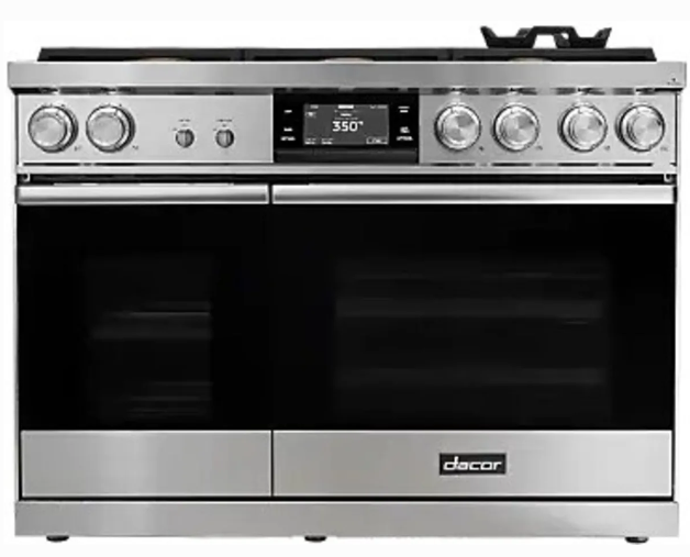 Dacor-48" Dual Fuel Pro-Range 6 Burners With Griddle, Contemporary, Silver, Ng/Lp