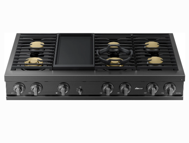 Dacor-48" Gas Rangetop 6 Burners With Griddle, Graphite, Ng/Lp