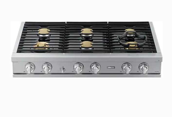 Dacor-48" Gas Rangetop 6 Burners With Griddle, Silver, Ng/Lp