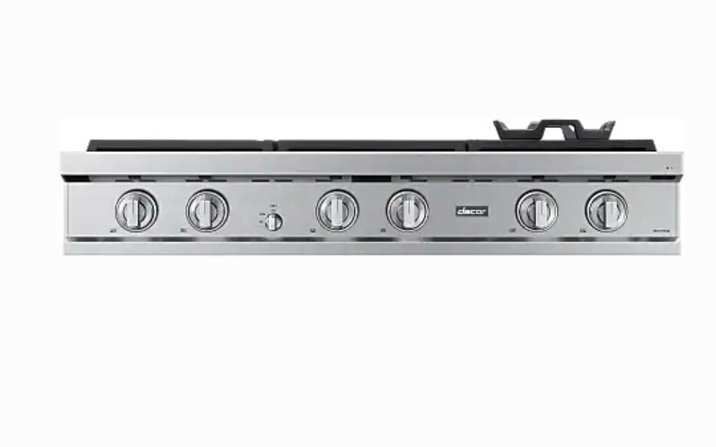 Dacor-48" Gas Rangetop 6 Burners With Griddle, Silver, Ng/Lp