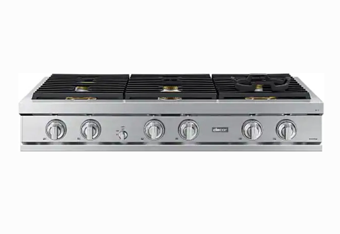 Dacor-48" Gas Rangetop 6 Burners With Griddle, Silver, Ng/Lp