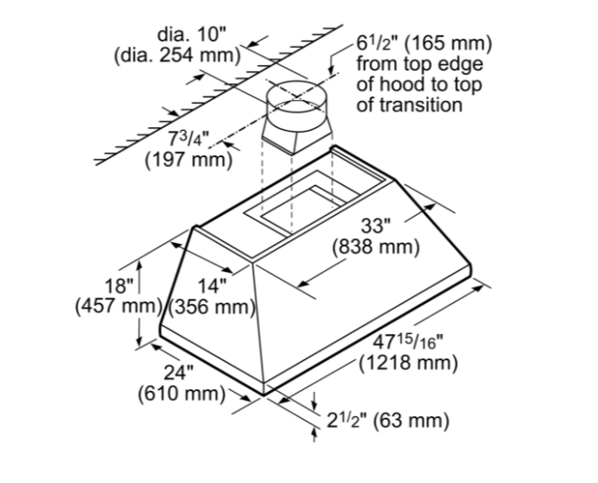 Thermador-48" Professional® Chimney Wall Hood, Optional Blower