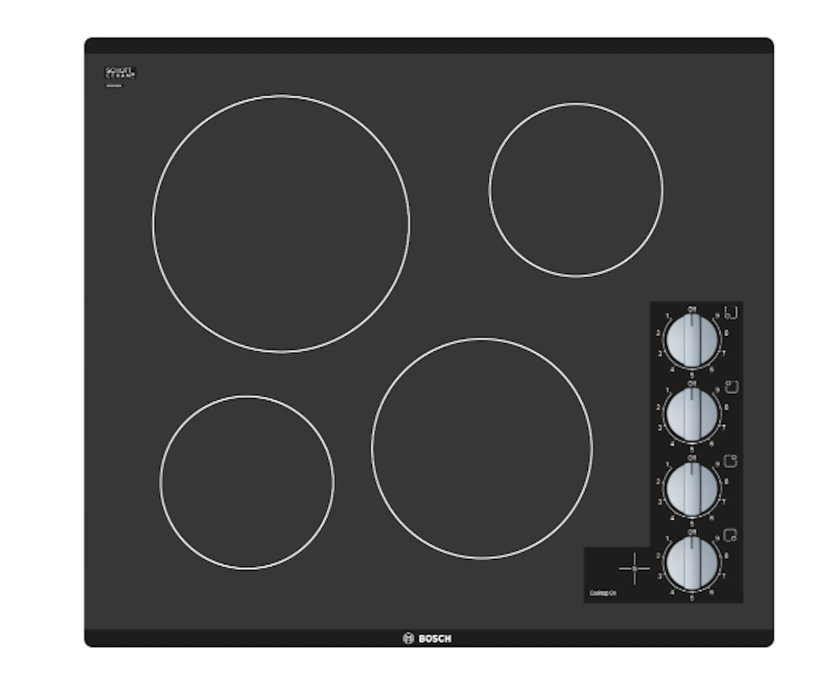Bosch-500 Series 24" 4 Brnr Knob Control Electric Cktp, Black