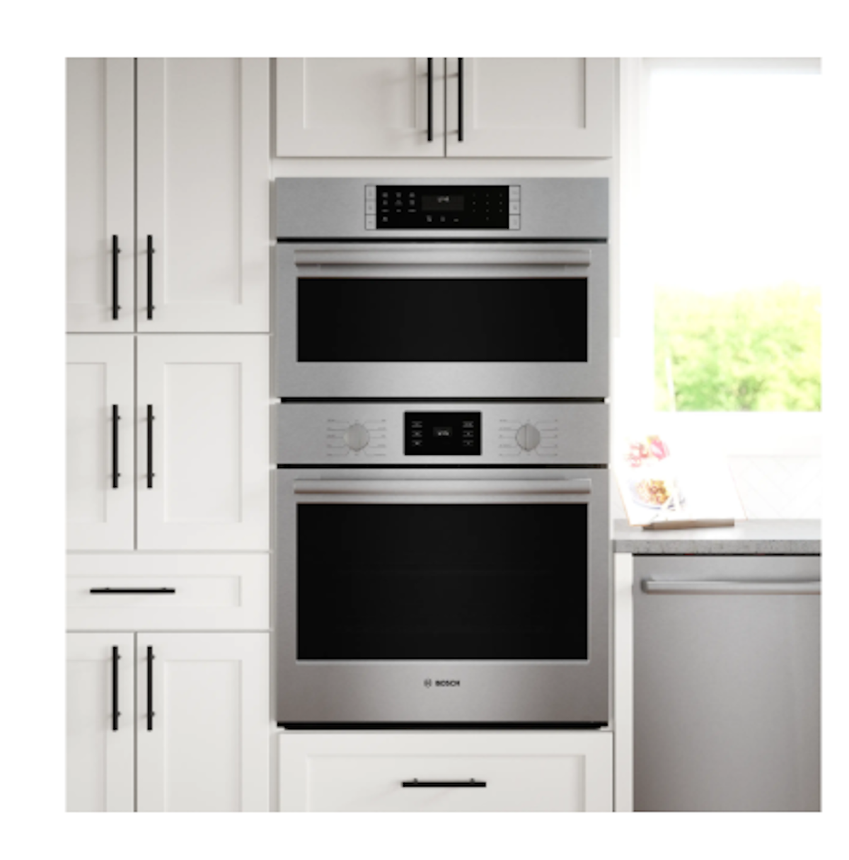 Bosch-500 Series, 30" Combo, Ss, Upper: Speed Oven, 120V, Lower: Eu Conv, Knob Control