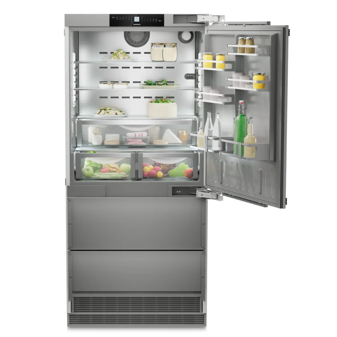 LIEBHERR - Refrigerador totalmente integrado de 36" con congelador inferior, fabricador de hielo, bisagra derecha, listo para panel