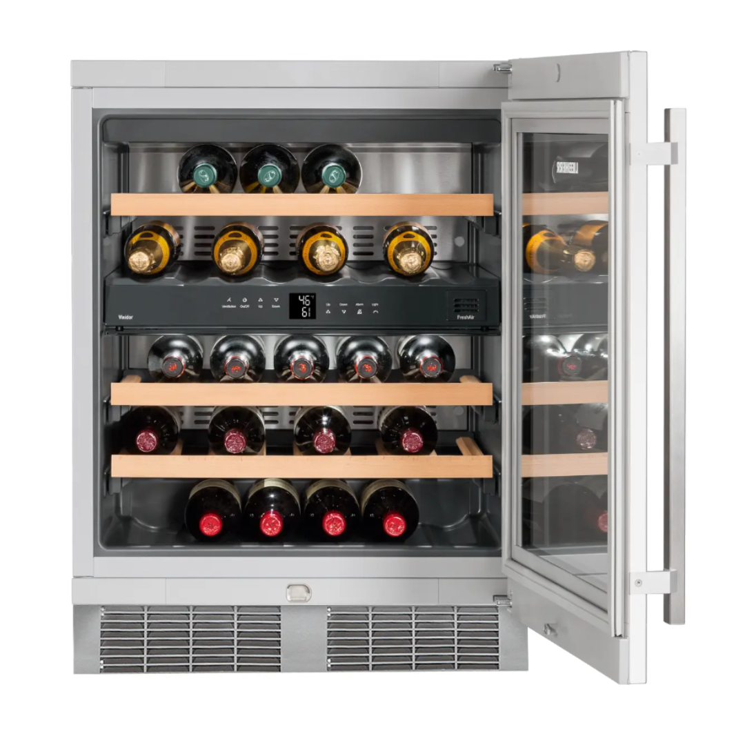 LIEBHERR - Enfriador de vino de doble zona para debajo de la encimera de 24", capacidad para 34 botellas, bisagra derecha (rev)