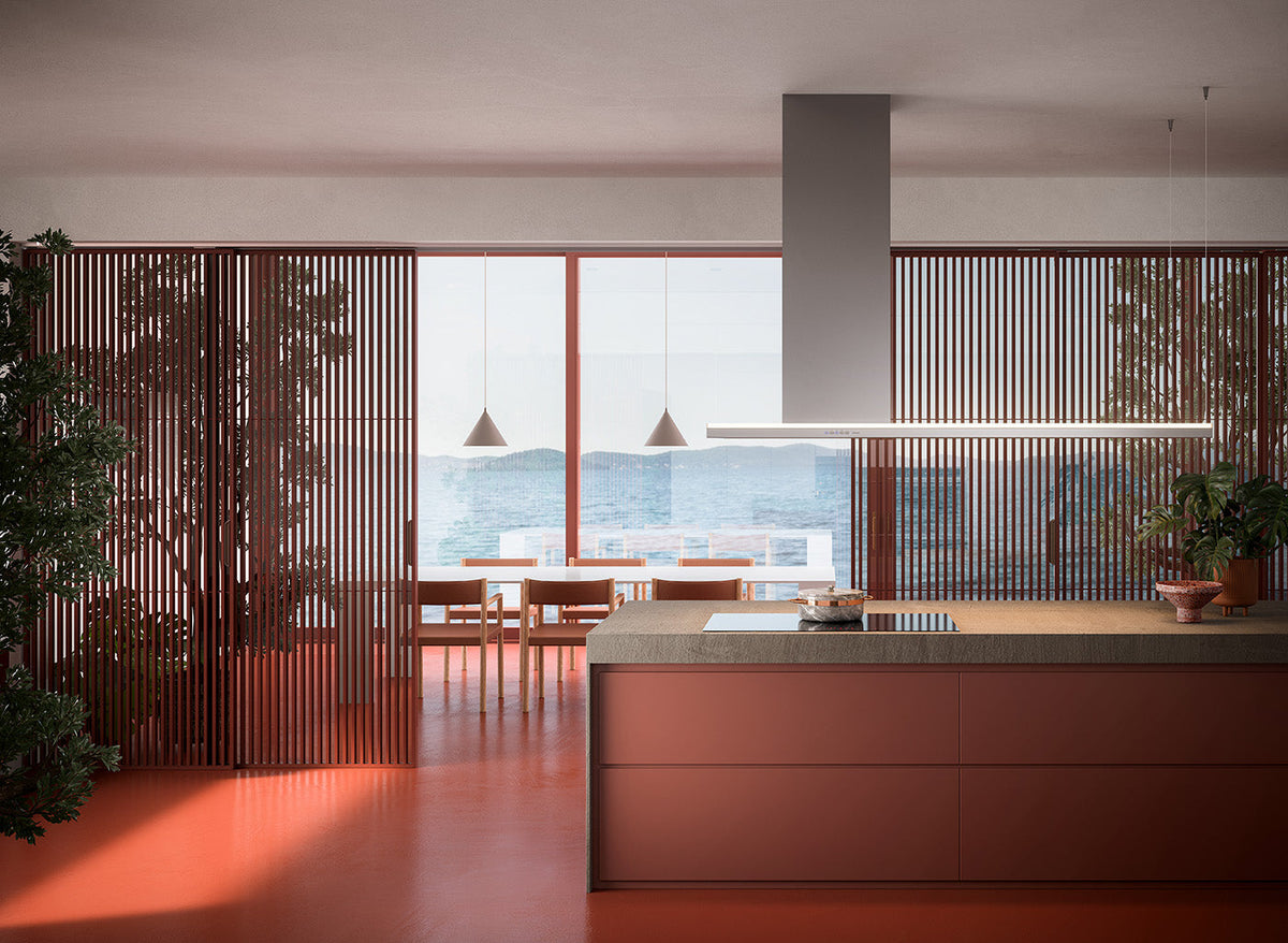 FALMEC - Campana de Isla Lumen 70" Colección Design, 500 CFM, Ducto Izquierdo image 3