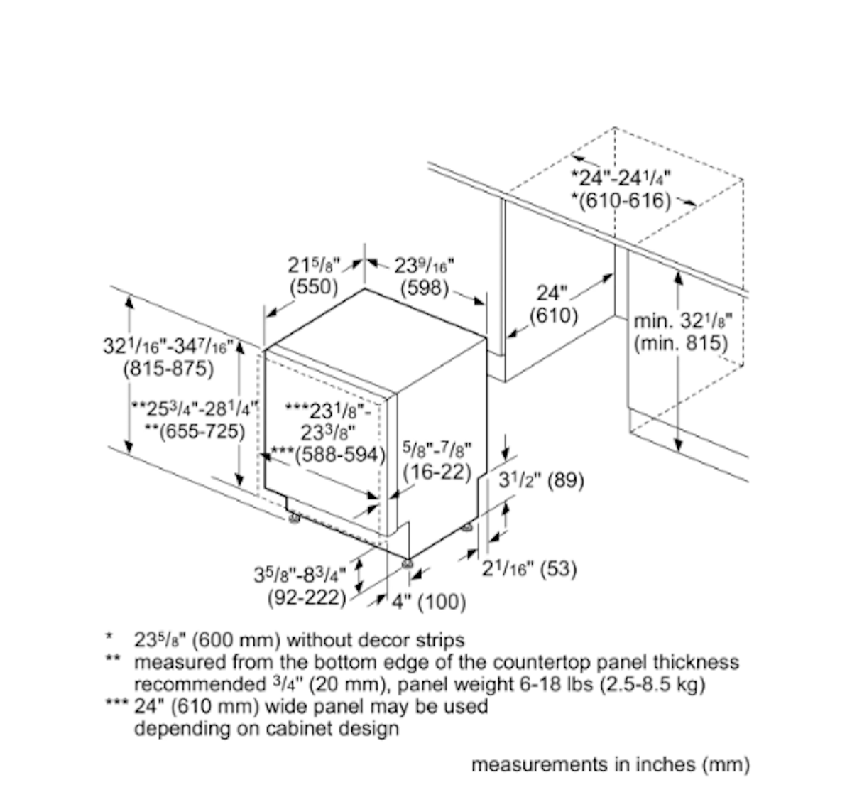 Bosch-800 24" Cust Panel, 6/5 Cycles, 42 Dba, Hm Cnnct, Stndrd 3Rd Rck, Crystaldry, Infolight - Cp