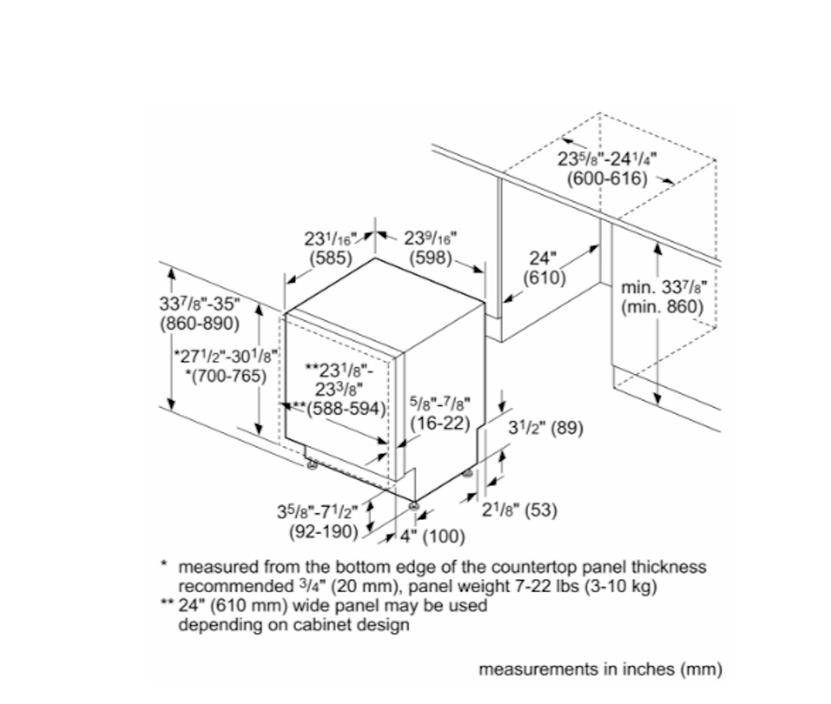 Bosch-800 Custom Panel Hndl, 5/4 Cycles, 42 Dba, Flex 3Rd Rck, Infolight, Crystaldry - Cp