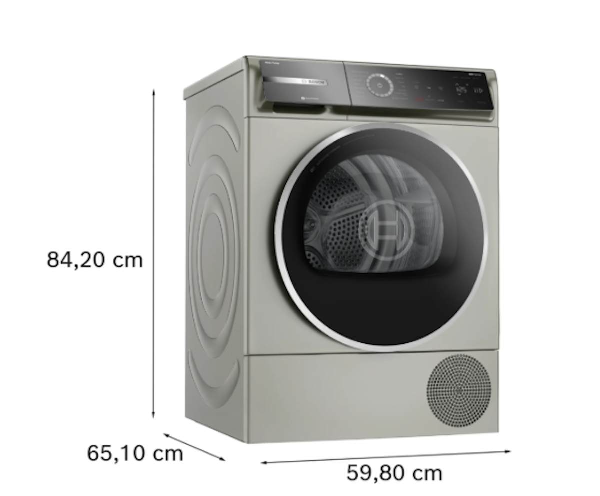 Bosch-800 Series Dryer - 208/240V, Cap. 4.0 Cu.Ft., 14 Cyc., 62 Dba Silver/Door, Energy Star Most Efficient