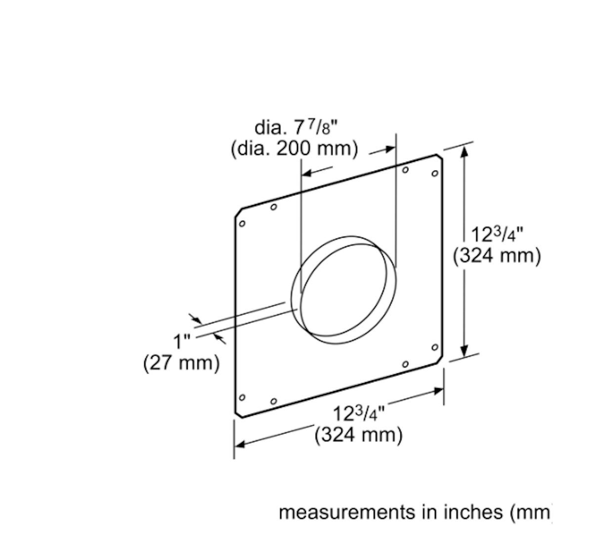 Bosch-8" Round Front Plate For Downdraft