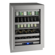 U-LINE - Centro de bebidas de 24" con cerradura, bisagra derecha, marco de acero inoxidable, 115 V
