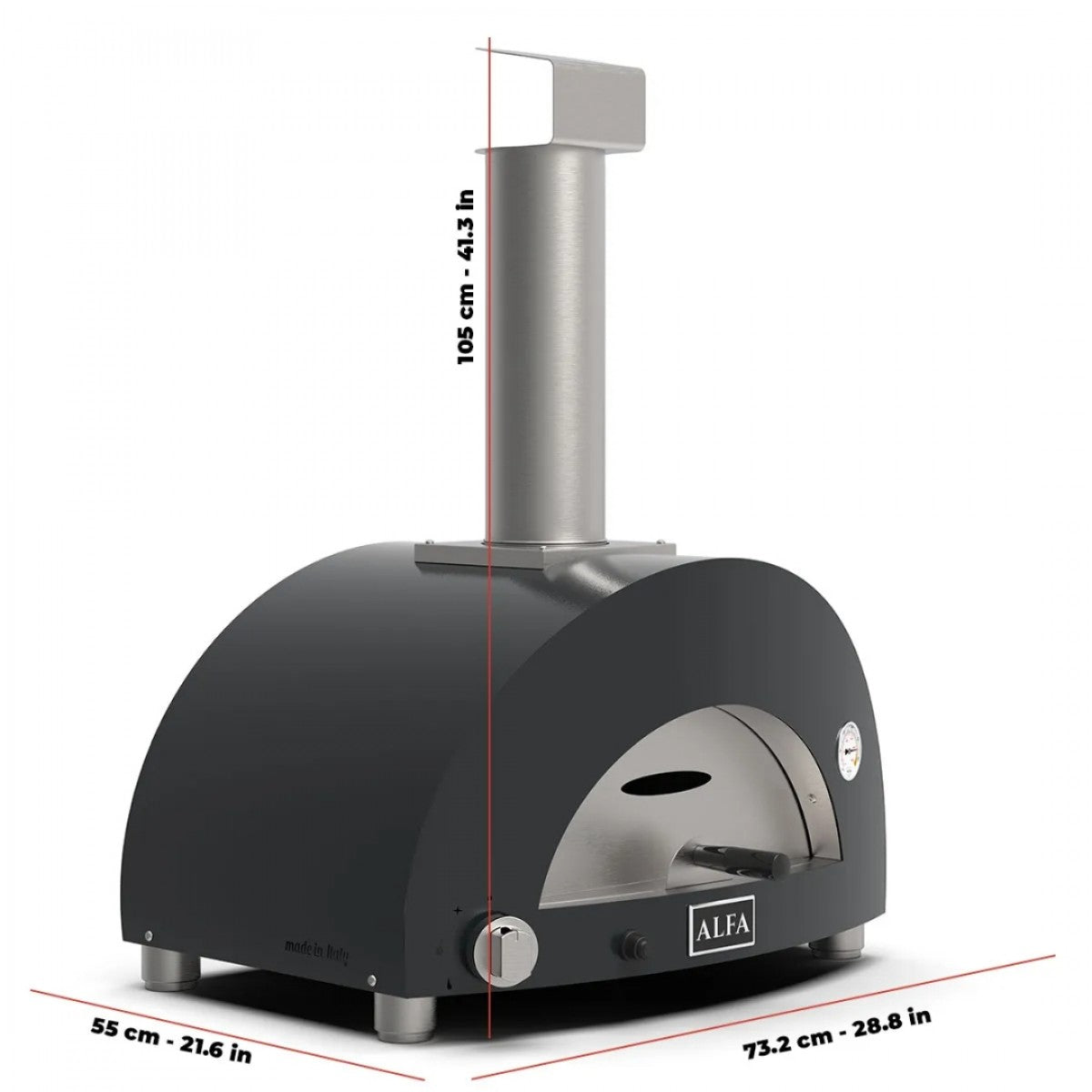 Alfa Forni-Alfa - Moderno 1 Pizza Oven - Gas Lp - Antique Red
