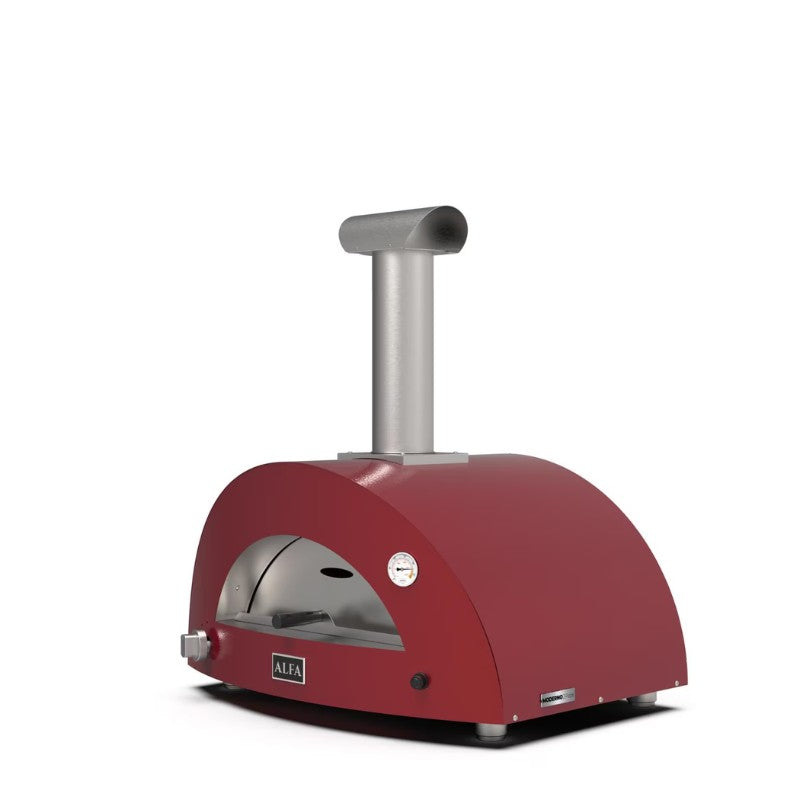 Alfa Forni-Alfa - Moderno 3 Pizze Oven - Gas Ng Or Hybrid With Kit - Antique Red