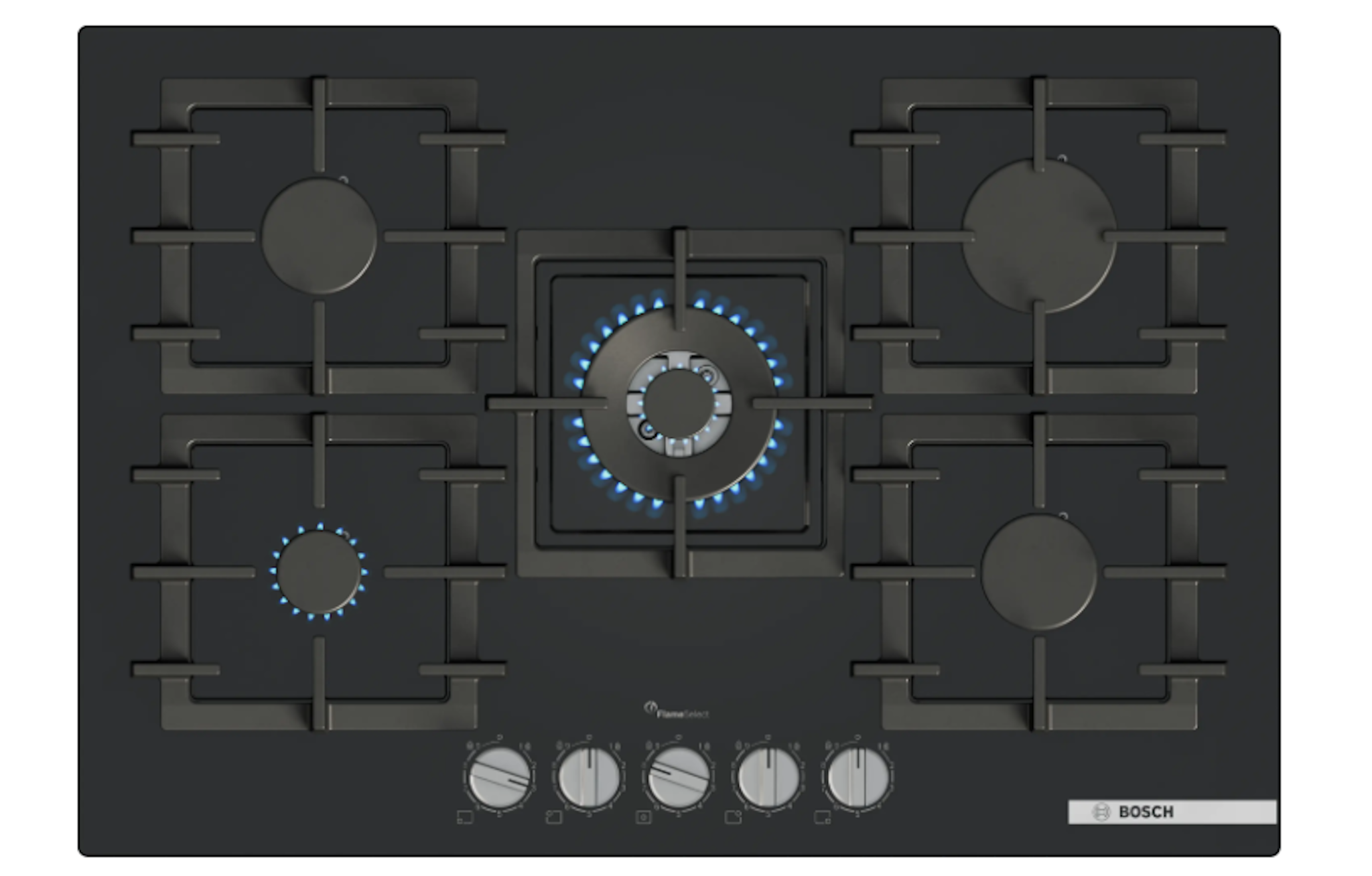 Bosch 75 Cms Gas Cooktop,  Serie 6 Anafe, Black, 220-240V/50-60Hz