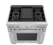 Thermador-Pro-Grand 36" Df Range 4 Brnr Griddle