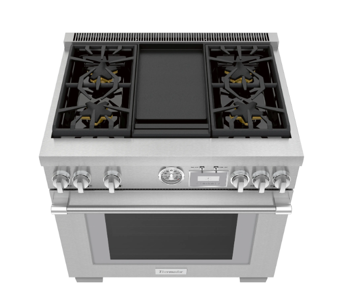 Thermador-Pro-Grand 36" Df Range 4 Brnr Griddle