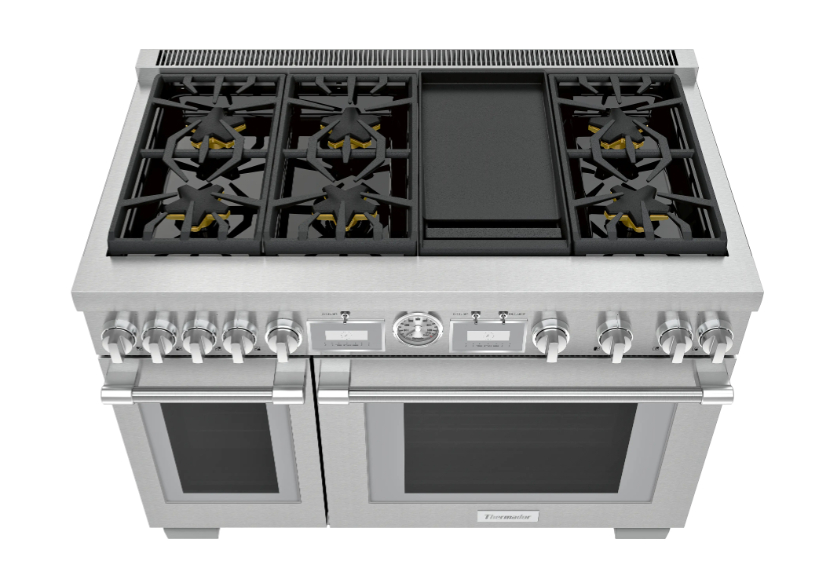 Thermador-Pro-Grand 48" Df Range 6 Brnr Griddle