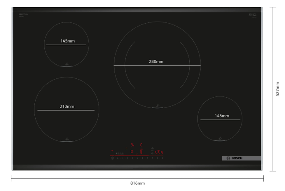 Bosch-Serie 6 Placa De Inducción 80 Cm Negro, Con Perfiles