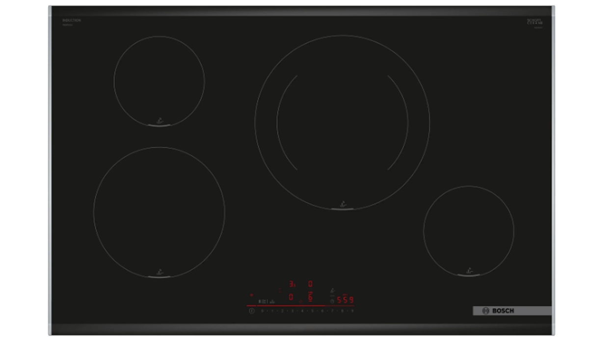 Bosch-Serie 6 Placa De Inducción 80 Cm Negro, Con Perfiles